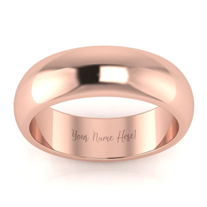14K Rose Gold 6MM Ladies and Mens Wedding Band, Size 7, Free Engraving